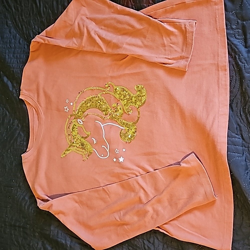 Girls Wonder‎ Nation Size XXL 18 Embellished Tee Shirt Sequins Long Sleeve Top